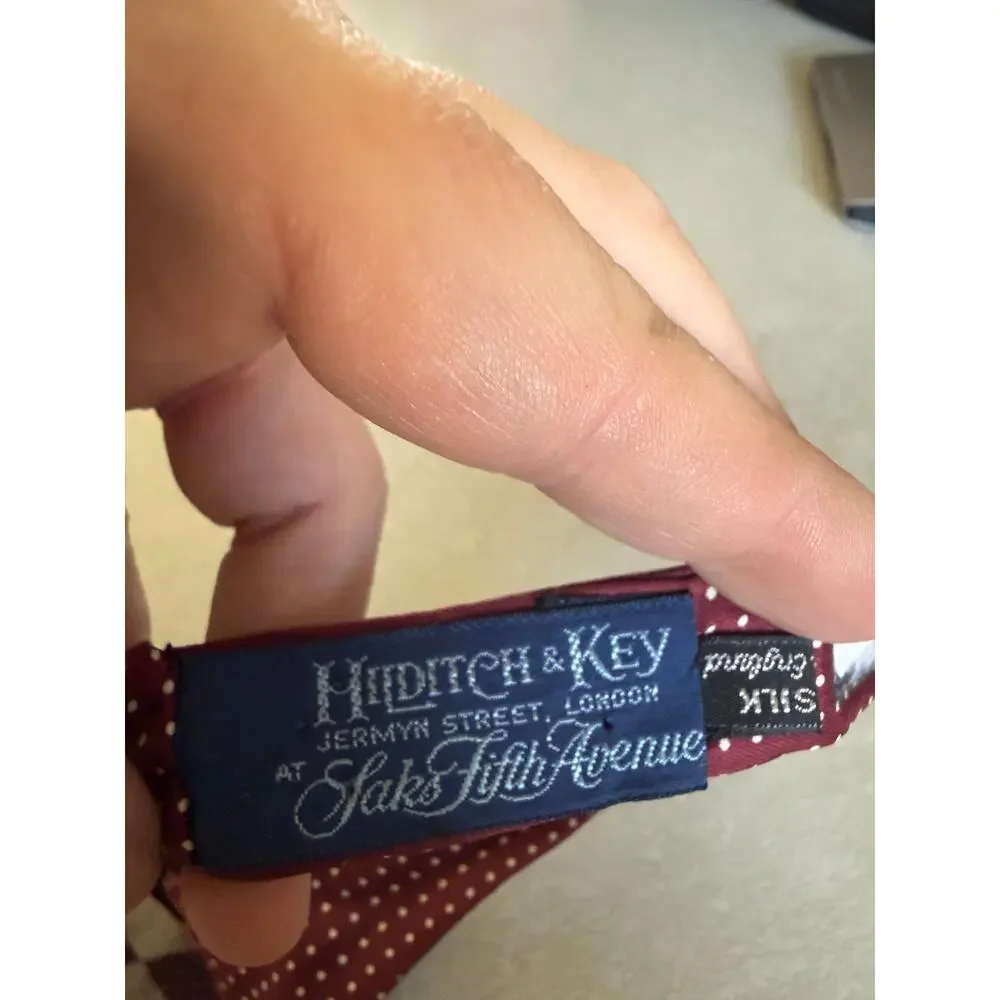 Vintage Hilditch & Key Polka Dot Silk Bow Tie London